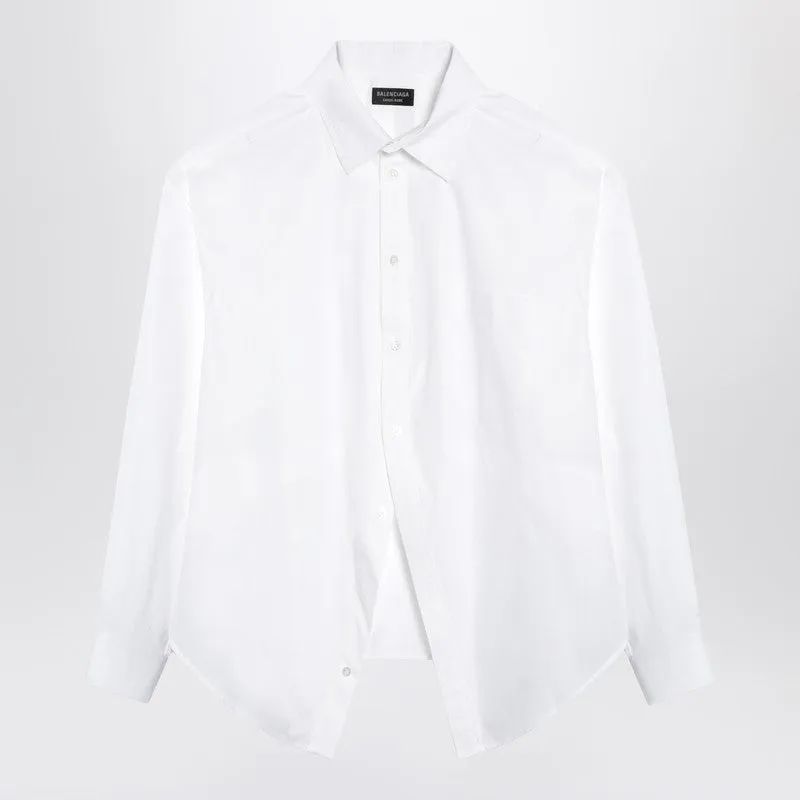Asymmetrical white cotton shirt sold by Lord & Taylor