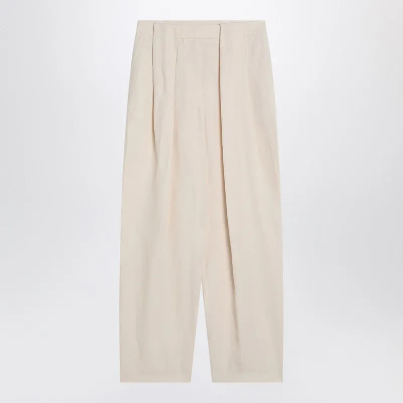Wide butter-coloured pants in linen blend made by Stella McCartney