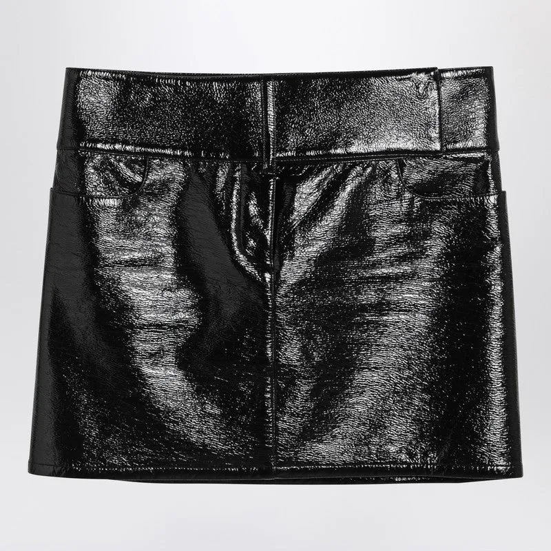 Courrèges Black Belted Vinyl Mini Skirt sold by Lord & Taylor