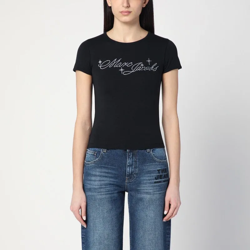 Black T-shirt with logo and micro crystals sold by Lord & Taylor