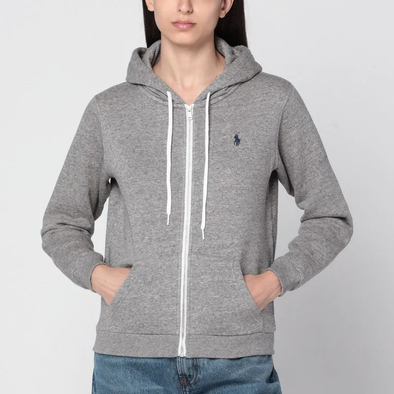 Grey zip-up sweatshirt in cotton blend sold by Lord & Taylor