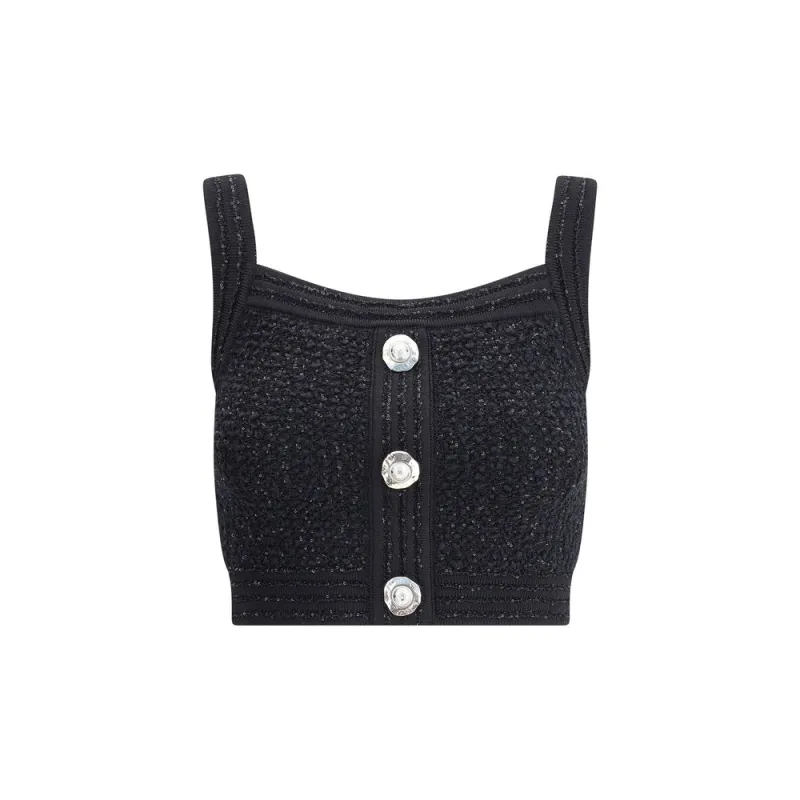 STRAPS LIGHT TWEED TOP made by Balmain