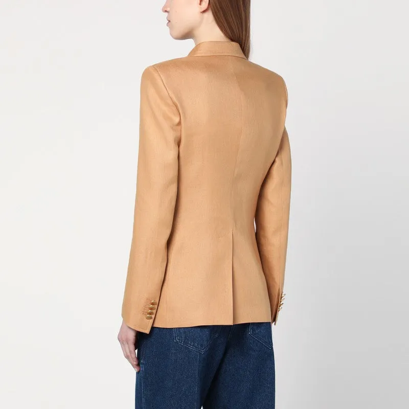 Caramel-coloured double-breasted linen jacket sold by Lord & Taylor product image thumbnail 2