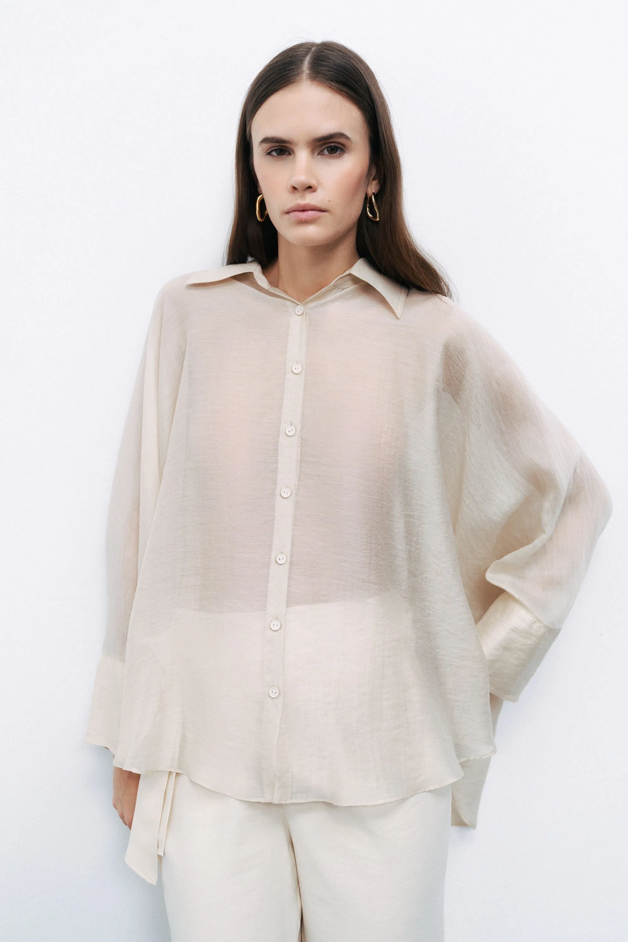 Beige Embroidered Detailed Shirt sold by Lord & Taylor product image thumbnail 2