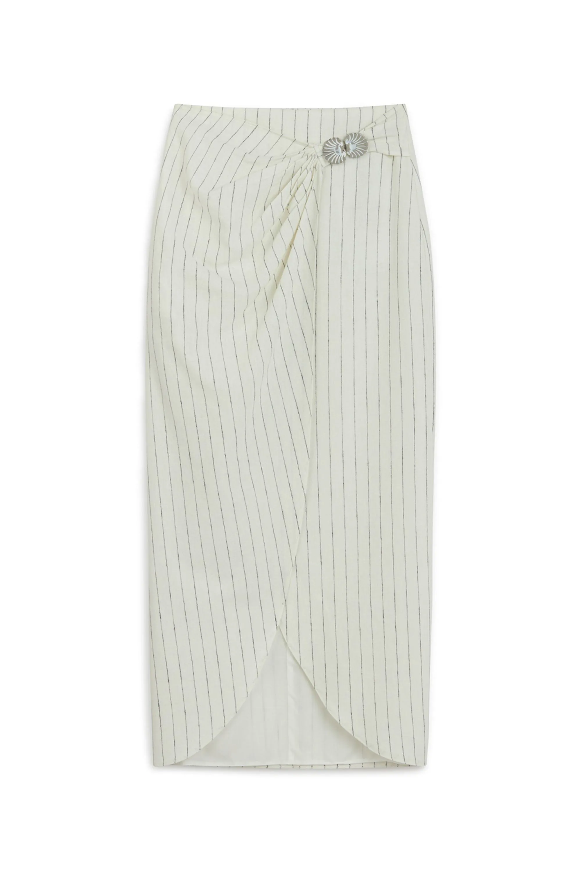 Striped Linen Blend Midi Skirt with Metal Accessories sold by Lord & Taylor product image thumbnail 5