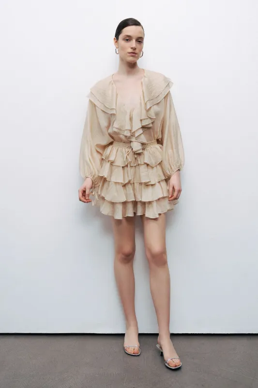 Beige Frilled Mini Skirt sold by Lord & Taylor