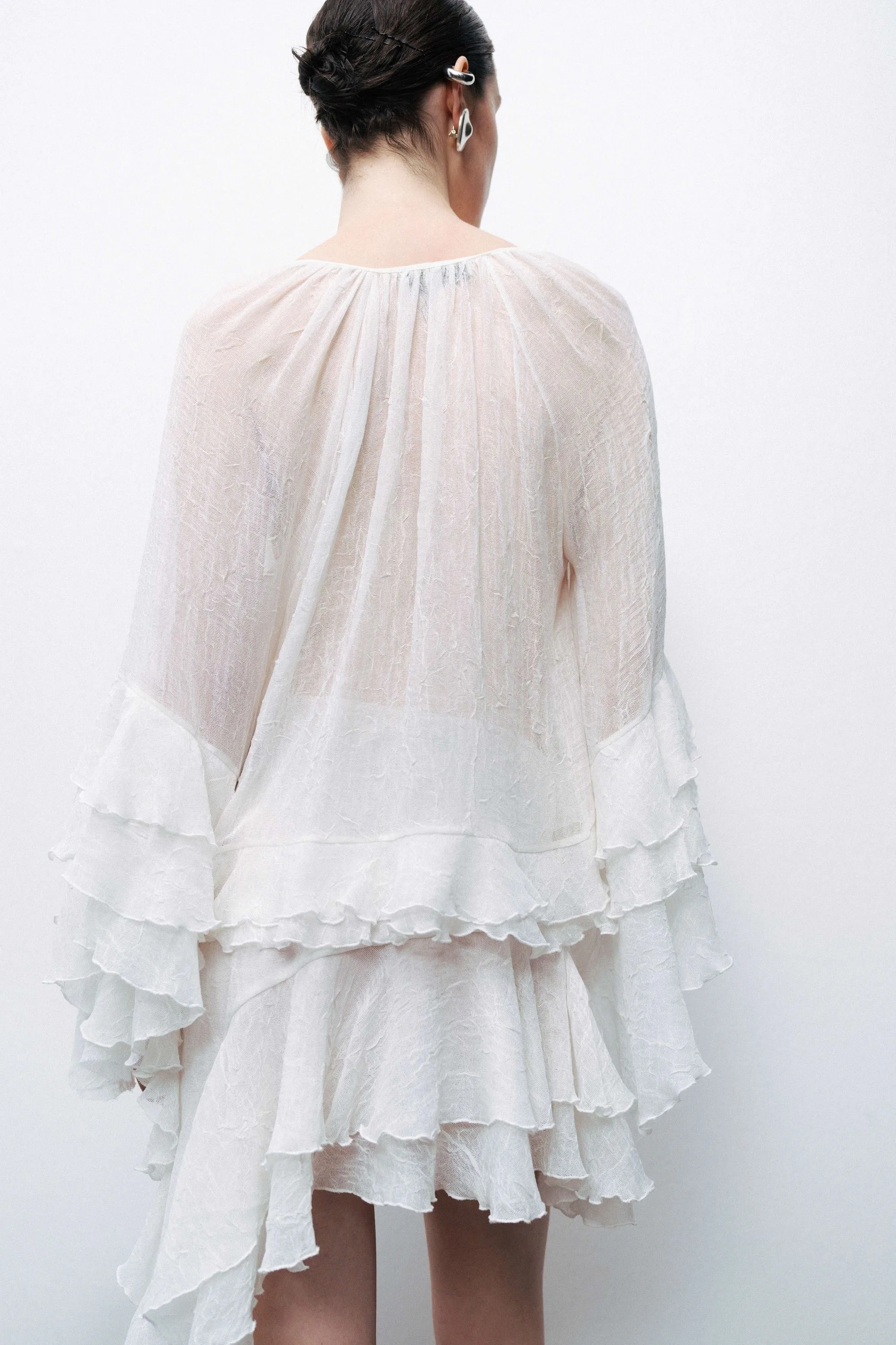 Ecru Ruffled Detail Asymmetric Mini Skirt sold by Lord & Taylor product image thumbnail 4