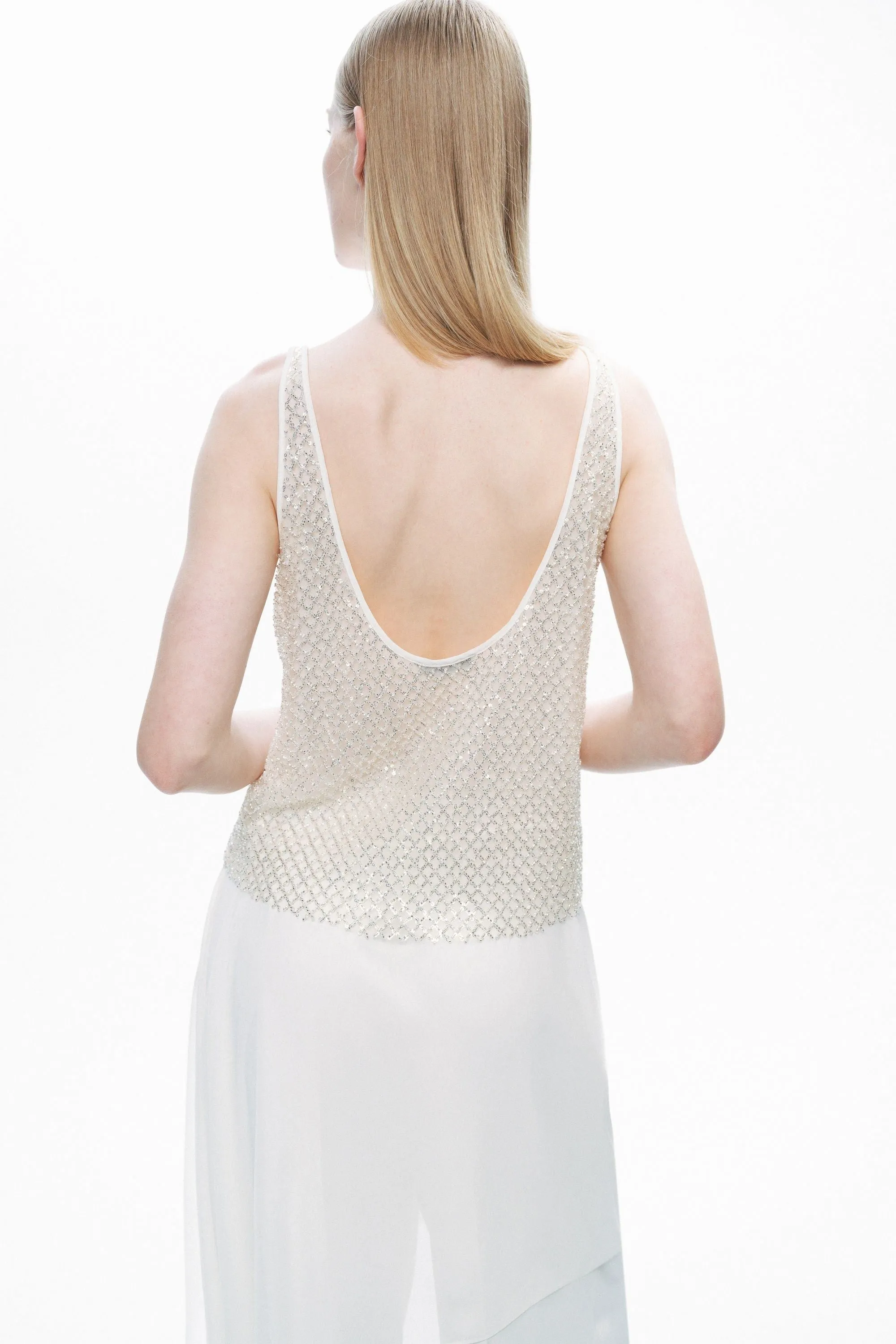 Ecru Open Back Crystal Stone Detailed Blouse sold by Lord & Taylor product image thumbnail 5