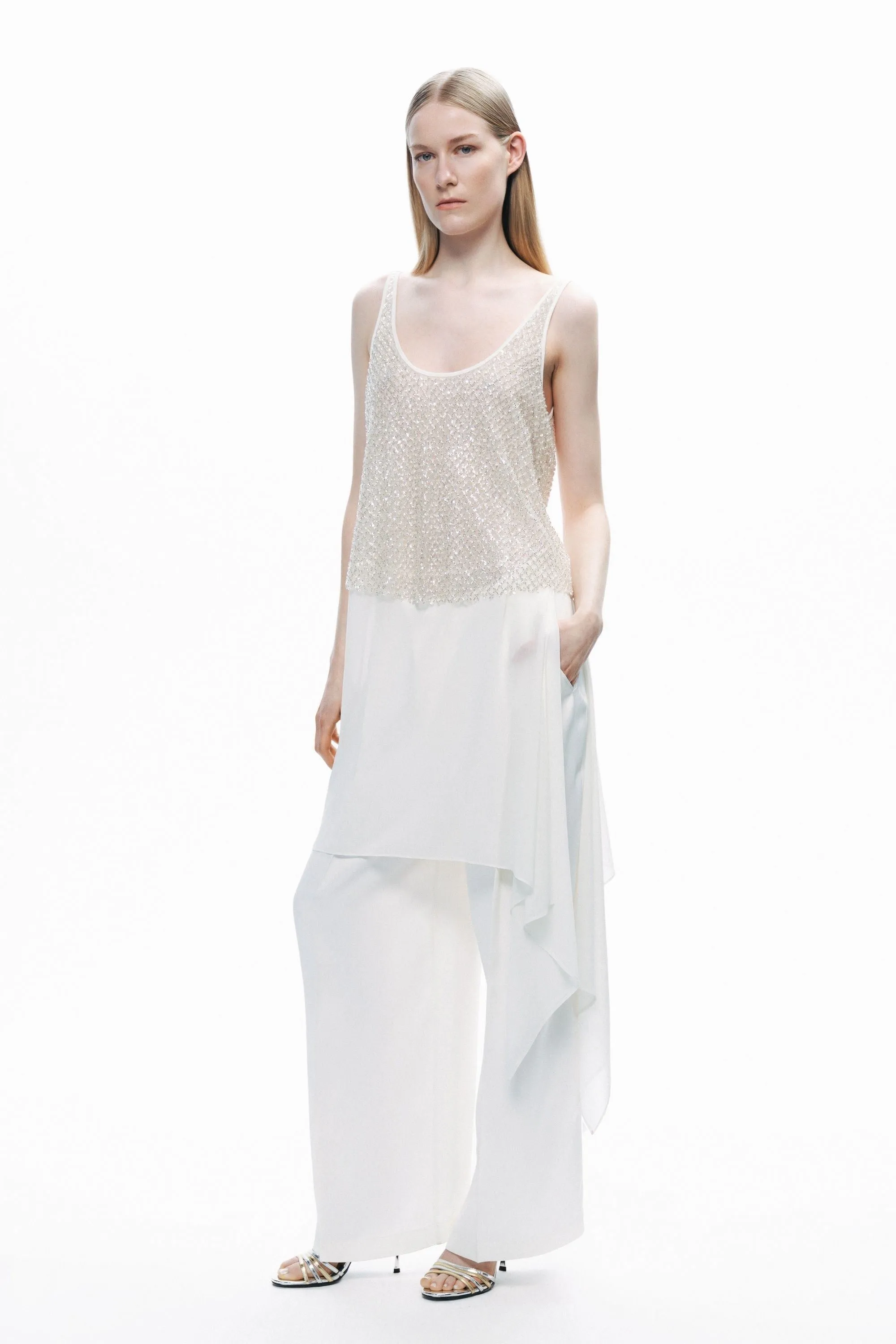 Ecru Open Back Crystal Stone Detailed Blouse sold by Lord & Taylor product image thumbnail 3