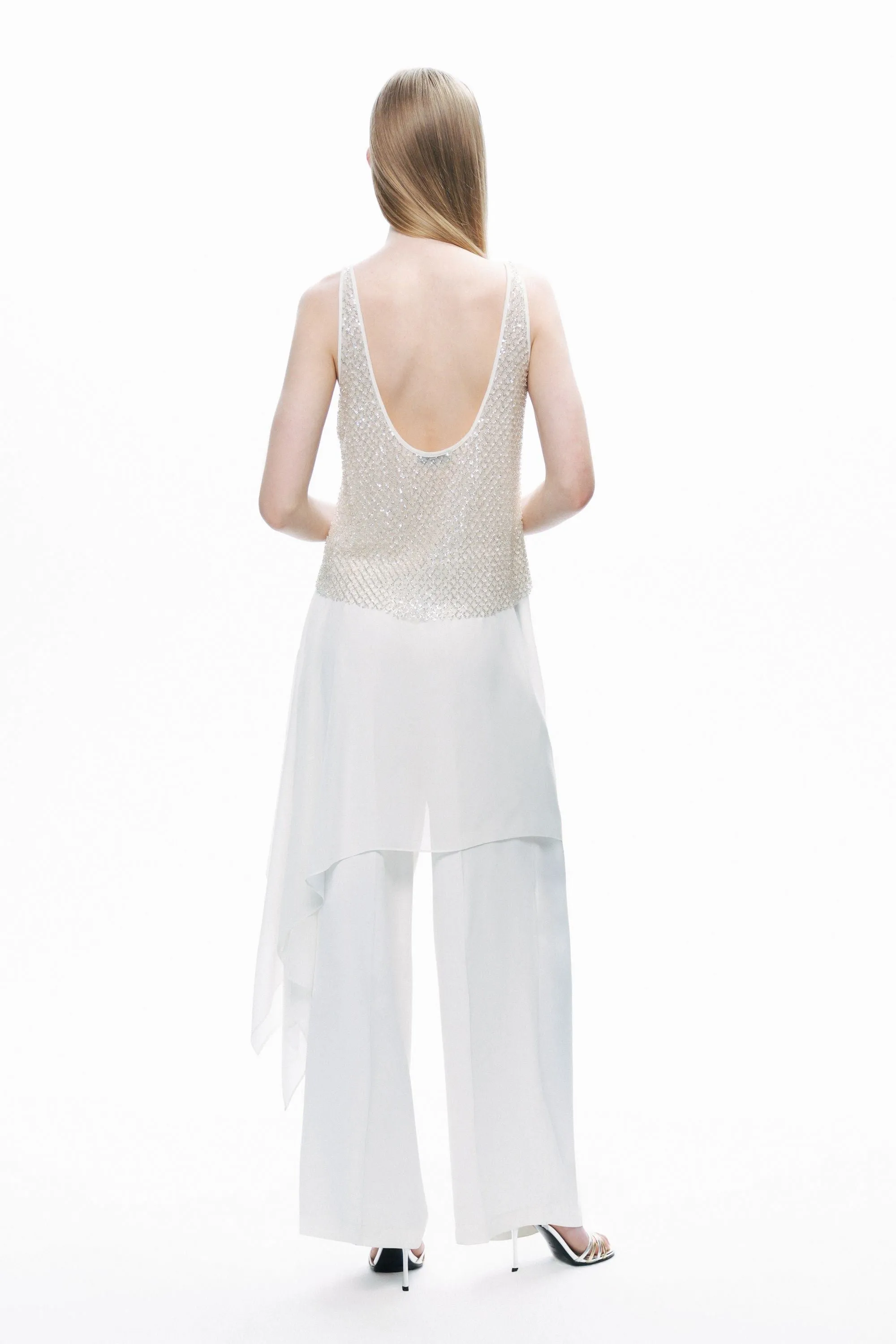 Ecru Open Back Crystal Stone Detailed Blouse sold by Lord & Taylor product image thumbnail 4