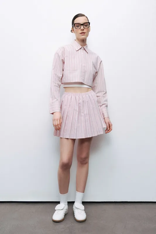 Pink Striped Pleated Mini Skirt sold by Lord & Taylor
