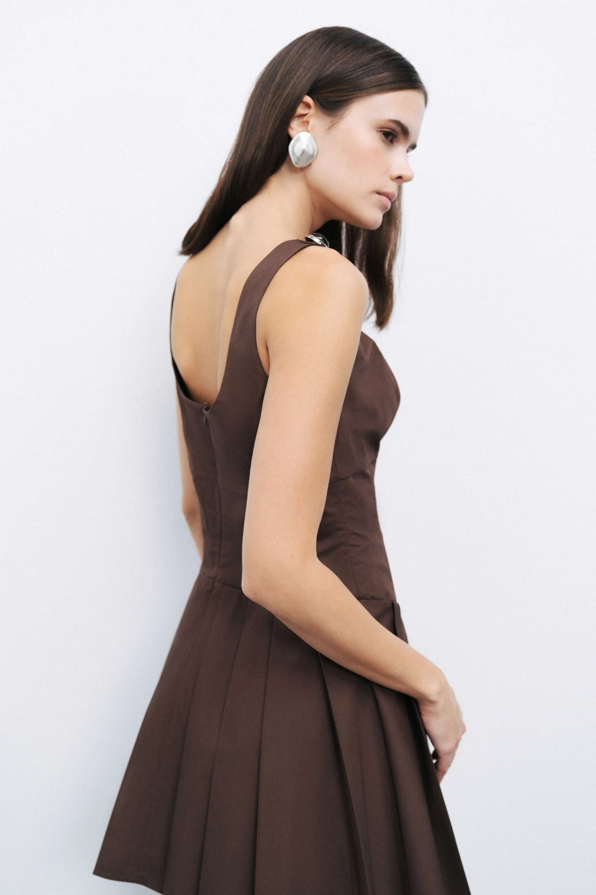 Coffee Accesory Detailed Corset Look Mini Dress sold by Lord & Taylor product image thumbnail 4