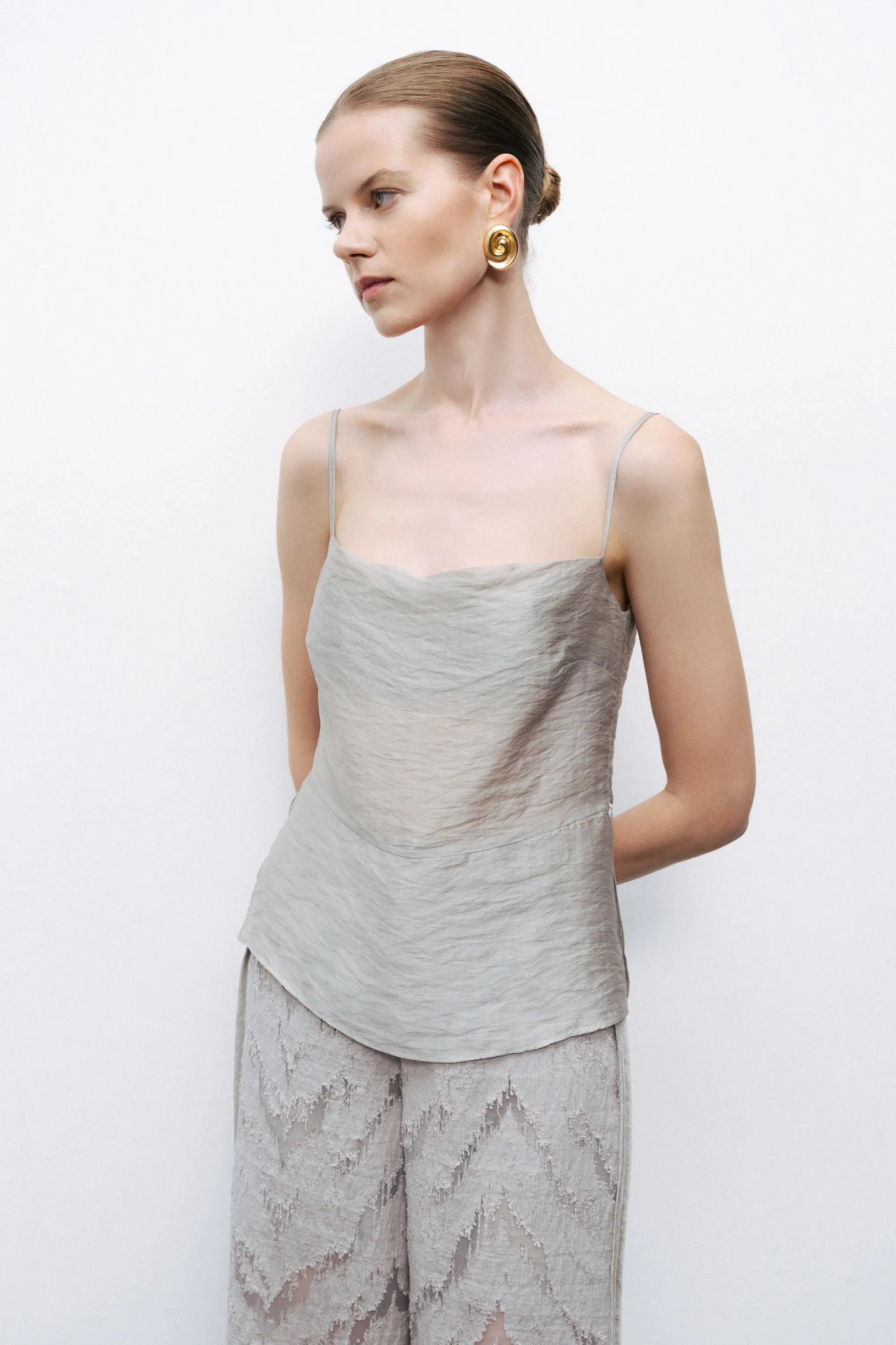 Grey Slit Strappy Blouse sold by Lord & Taylor product image thumbnail 2