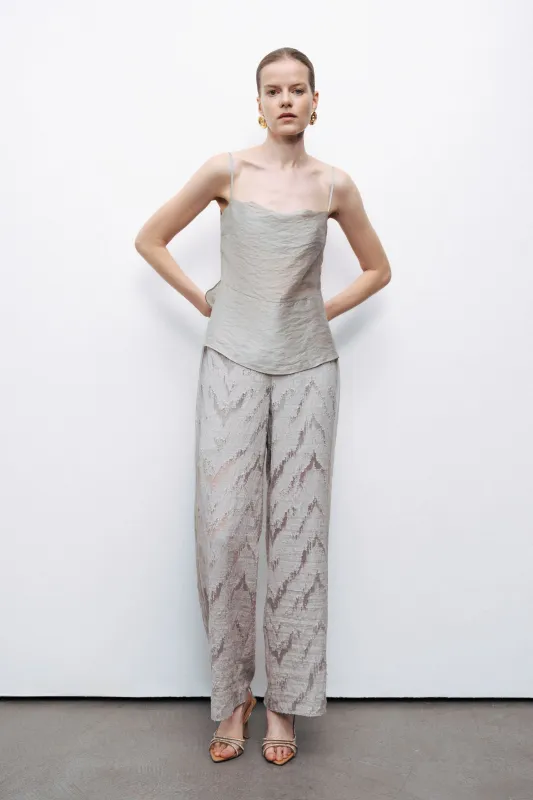 Grey Slit Strappy Blouse sold by Lord & Taylor