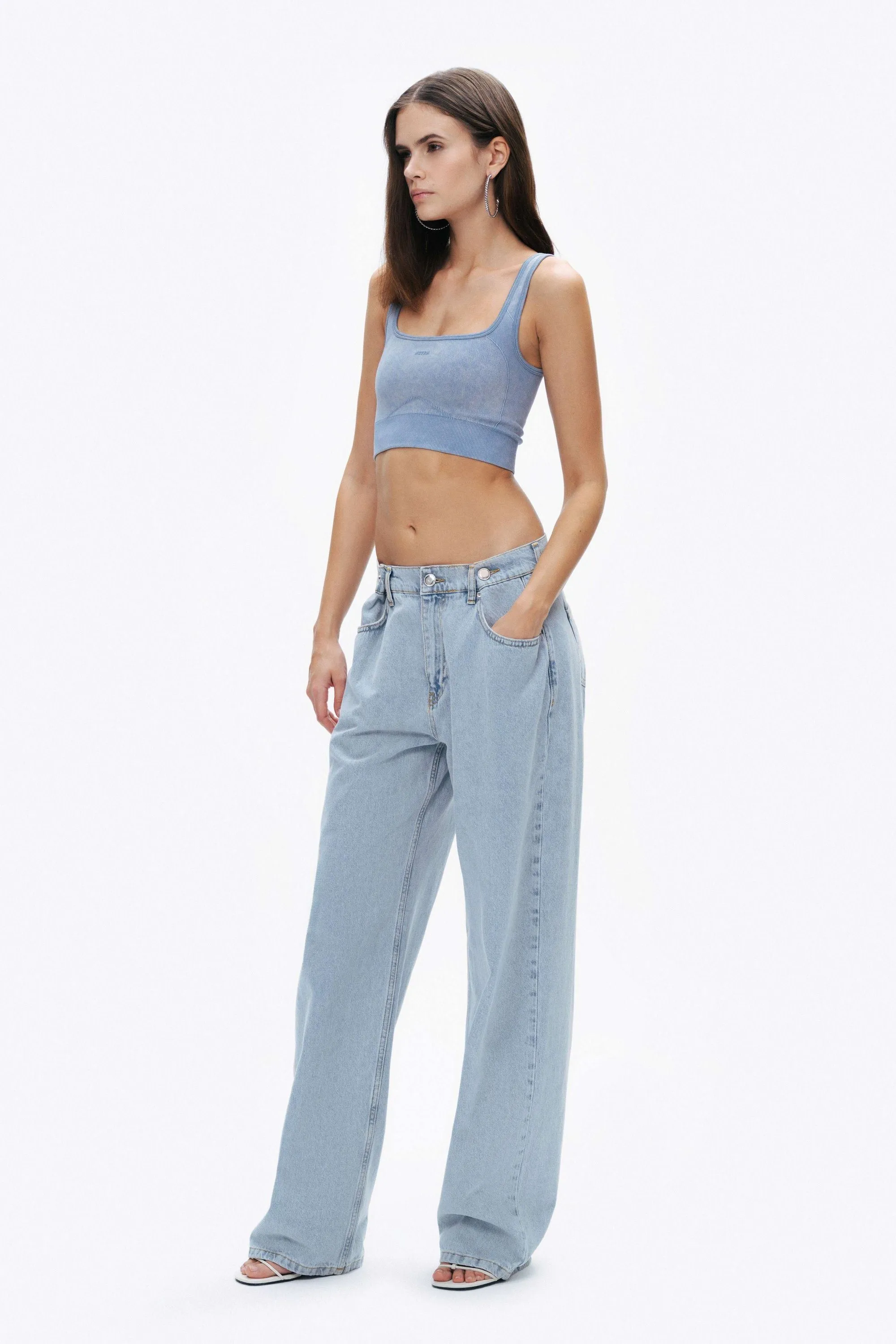 Indigo Ribbed Crop Top sold by Lord & Taylor product image thumbnail 3