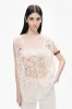Ecru Floral Embroidered Detailed Vest sold by Lord & Taylor
