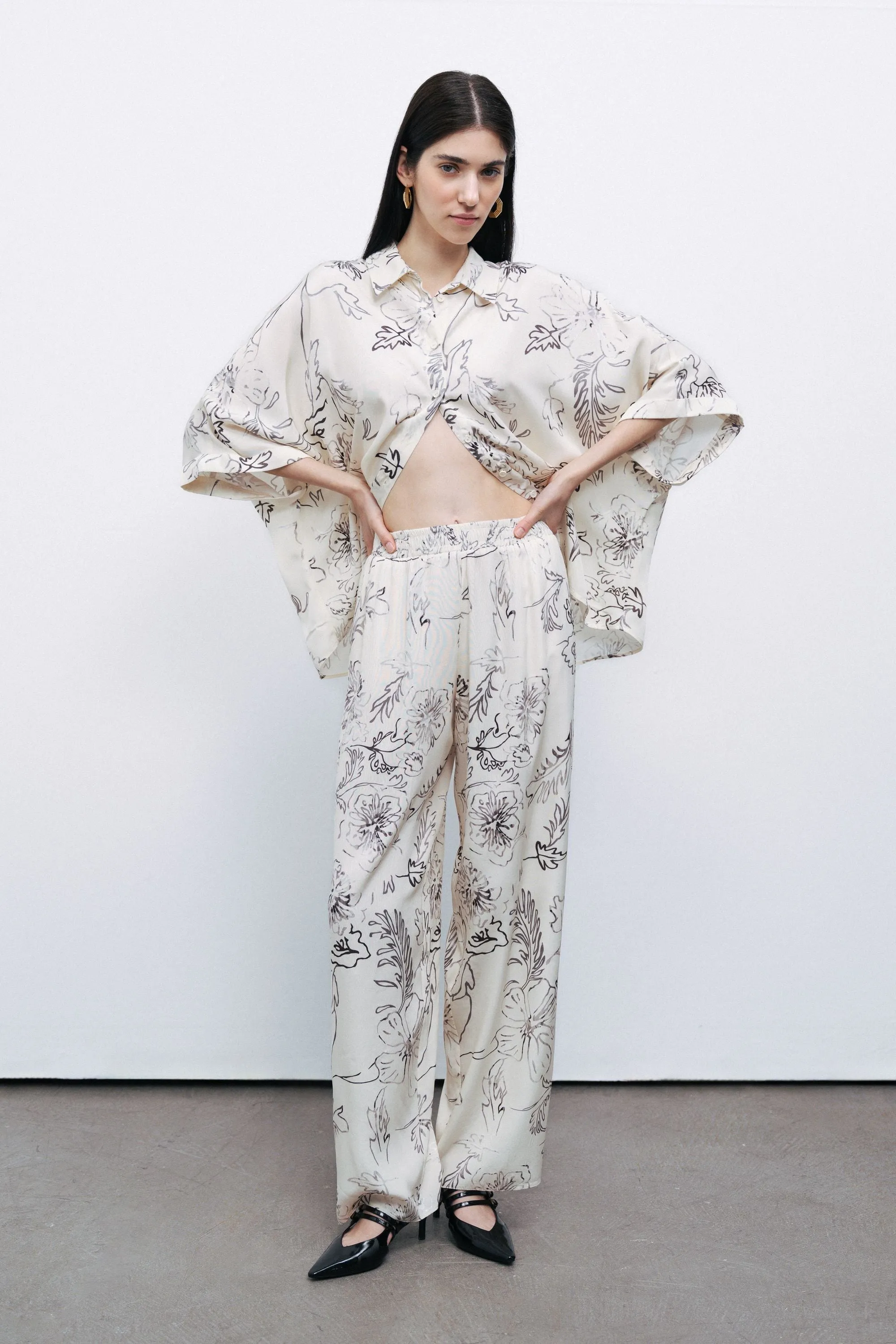 Ecru Flowy Floral Patterned Shirt sold by Lord & Taylor