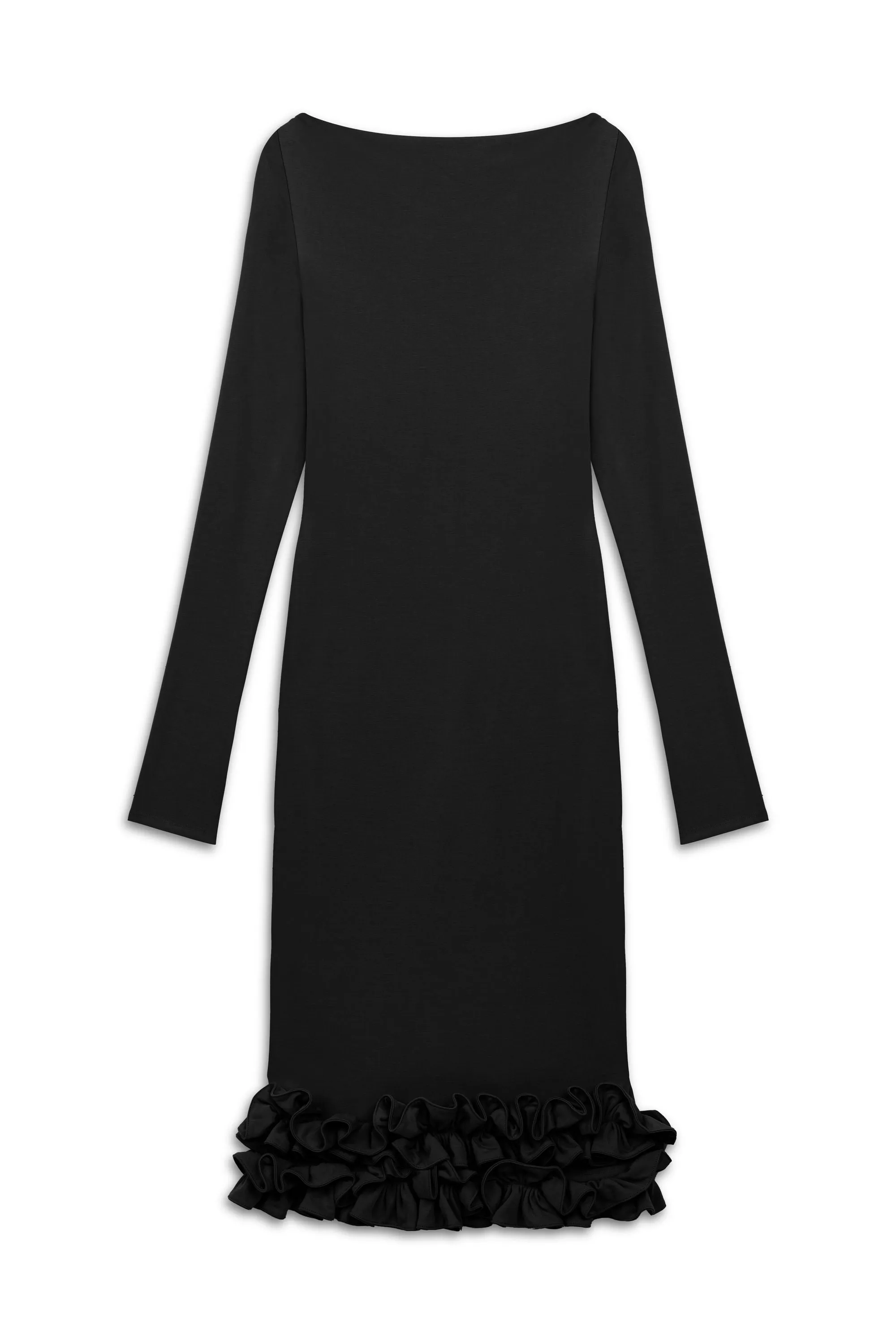 Black Jersey Maxi Dress with Ruffle Detail sold by Lord & Taylor product image thumbnail 2