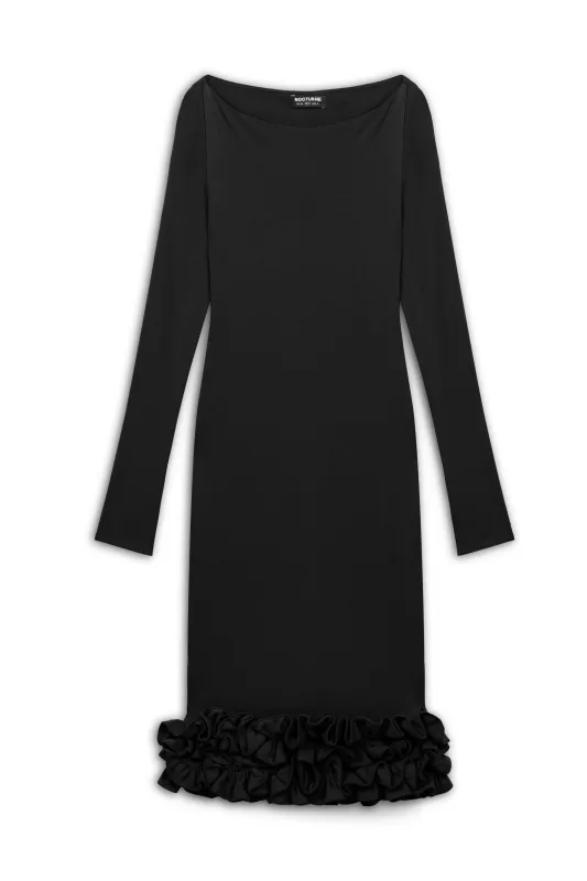 Black Jersey Maxi Dress with Ruffle Detail sold by Lord & Taylor