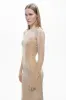 Gold Strapless Maxi Dress with Glove Accessory sold by Lord & Taylor