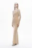 Gold Strapless Maxi Dress with Glove Accessory sold by Lord & Taylor