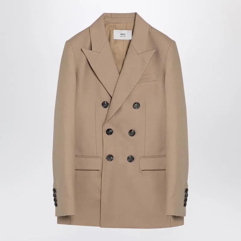 Sand-coloured double-breasted jacket in wool sold by Lord & Taylor