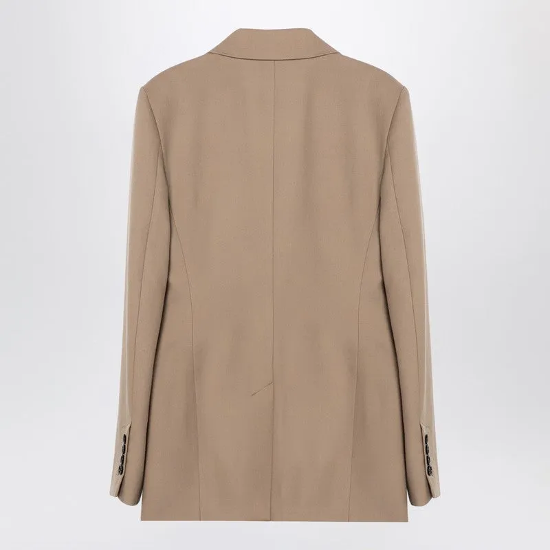 Sand-coloured double-breasted jacket in wool sold by Lord & Taylor product image thumbnail 2