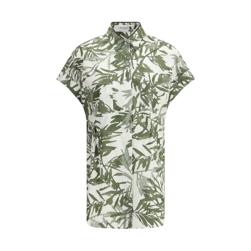 Leaf print Long Shirt made by Brunello Cucinelli