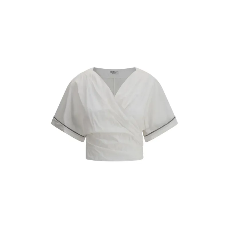 Buckle-knotted waist Blouse made by Brunello Cucinelli