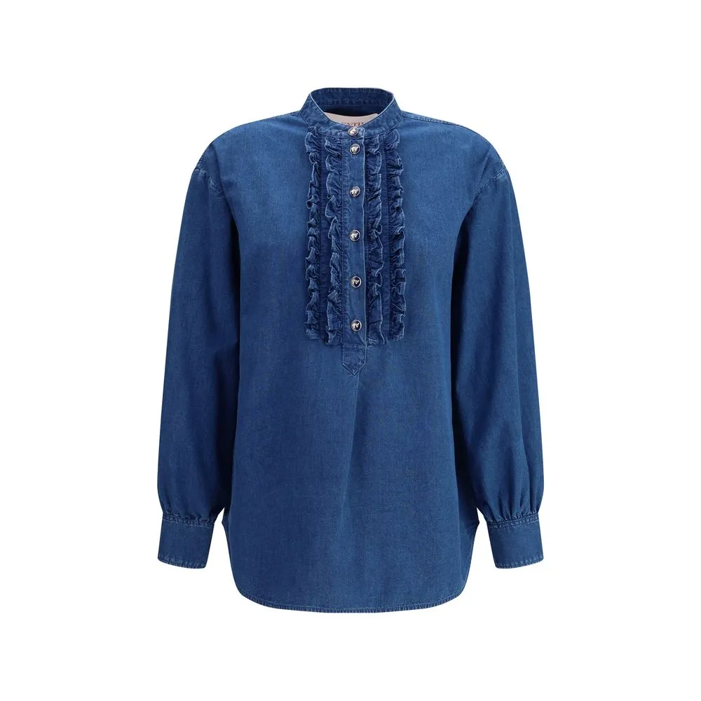 Ruffle denim Shirts sold by Lord & Taylor