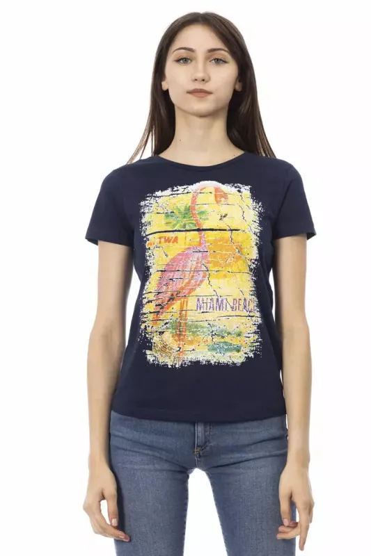 Blue Cotton Women T-Shirt sold by Lord & Taylor