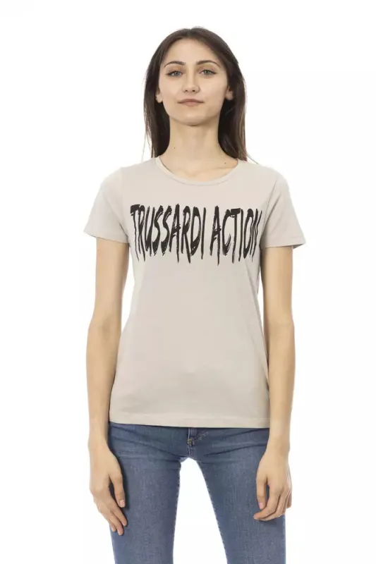 Beige Cotton Women T-Shirt sold by Lord & Taylor