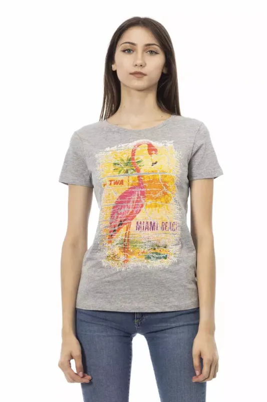 Gray Cotton Women T-Shirt sold by Lord & Taylor
