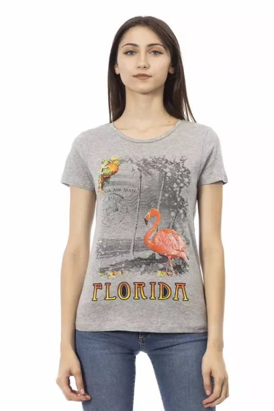 Gray Cotton Women T-Shirt sold by Lord & Taylor