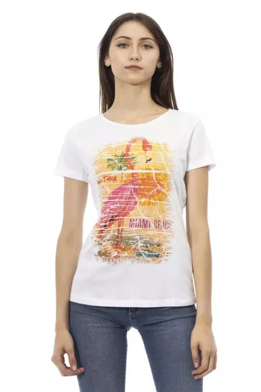 White Cotton Women T-Shirt sold by Lord & Taylor