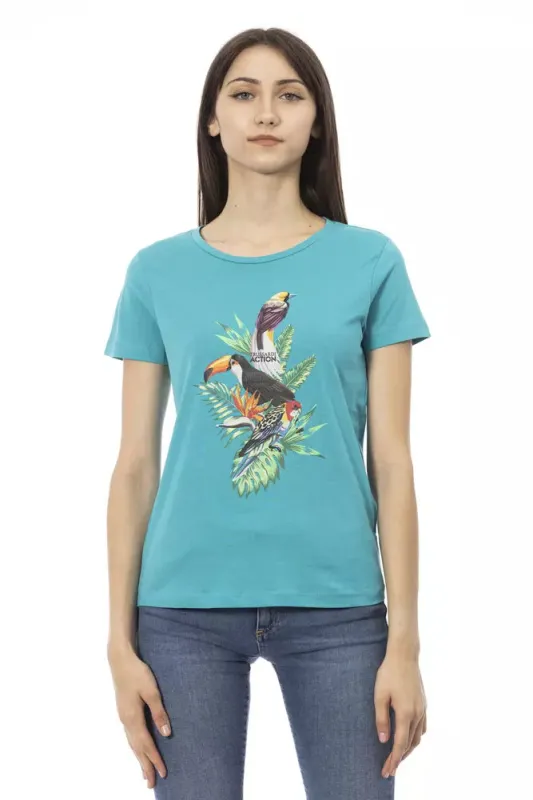 Light Blue Cotton Women T-Shirt sold by Lord & Taylor