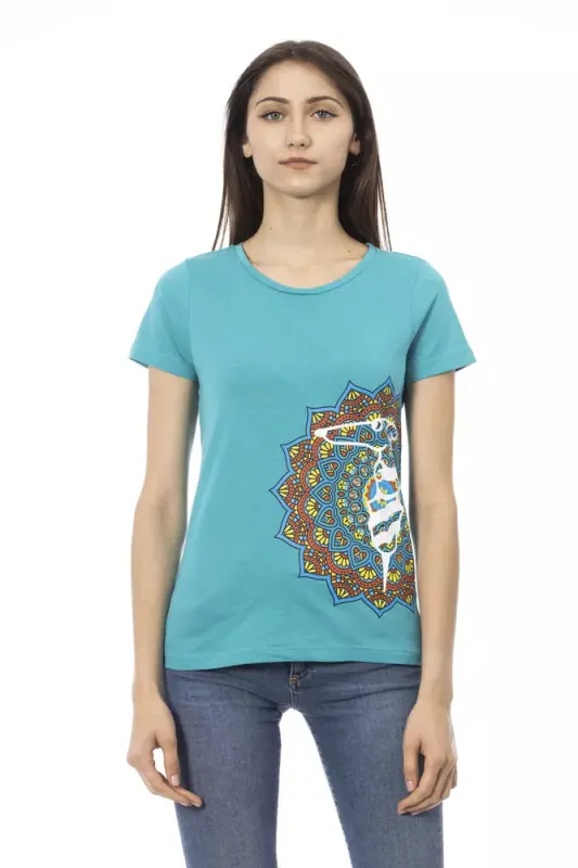 Light Blue Cotton Women T-Shirt sold by Lord & Taylor