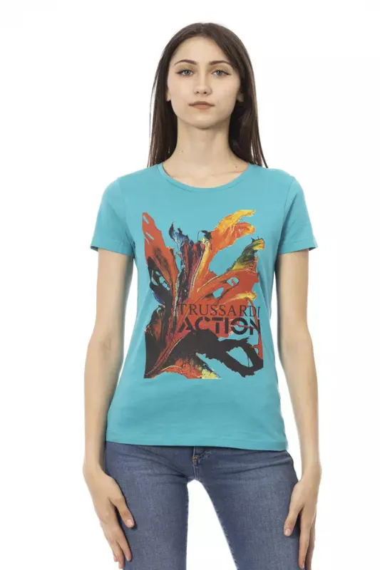 Light Blue Cotton Women T-Shirt sold by Lord & Taylor