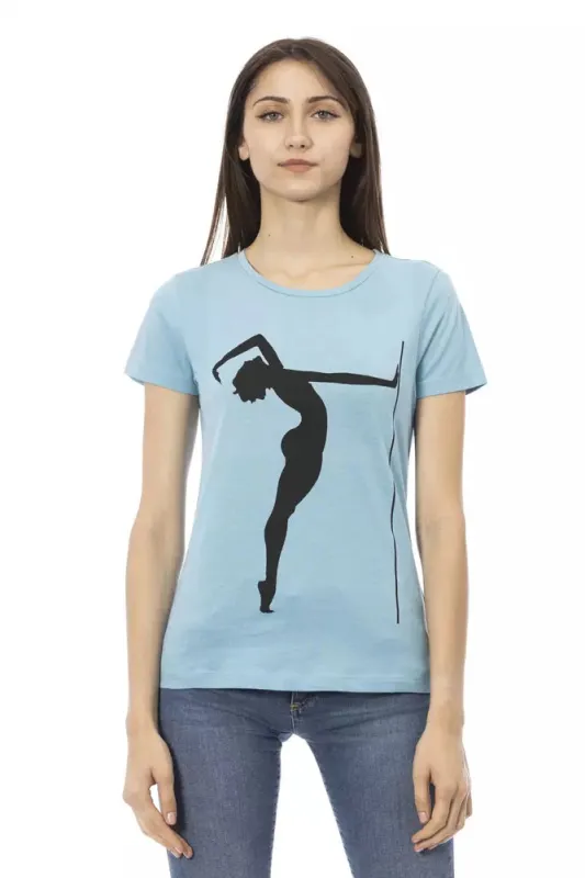 Light Blue Cotton Women T-Shirt sold by Lord & Taylor