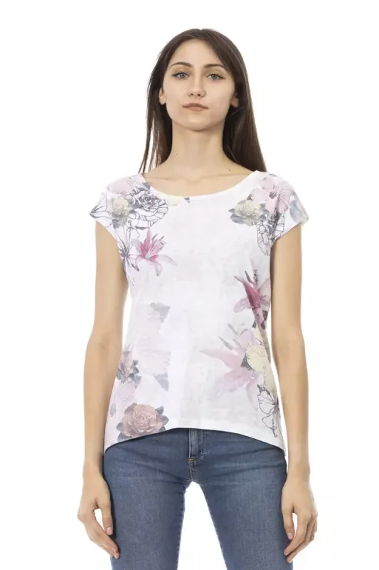 White Cotton Women T-Shirt made by Lord & Taylor