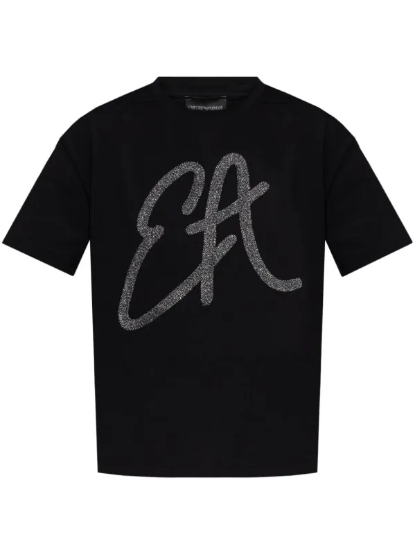 Cotton-jersey T-shirt with oversized lurex logo sold by Lord & Taylor