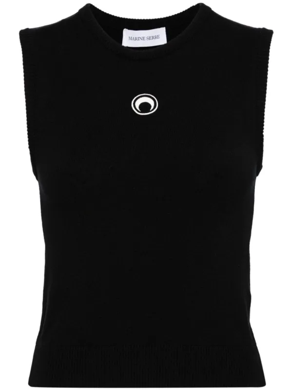 Crescent Moon-embroidered tank top made by Marine Serre
