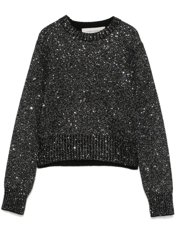 Wool blend cropped sweater with all-over sequins sold by Lord & Taylor