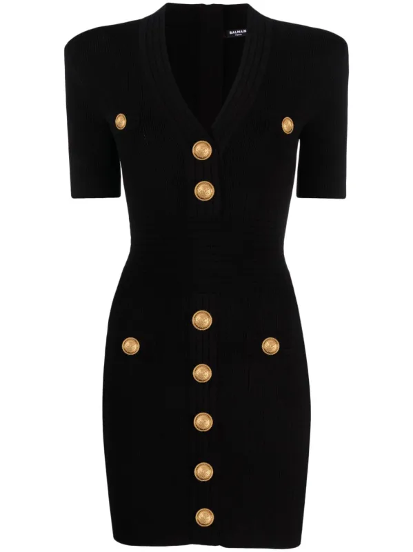 Short Knitted Dress with Golden Buttons sold by Lord & Taylor
