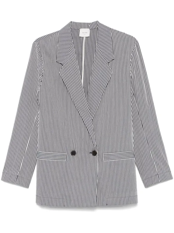 Double Breasted Striped Jacket In Blue sold by Lord & Taylor