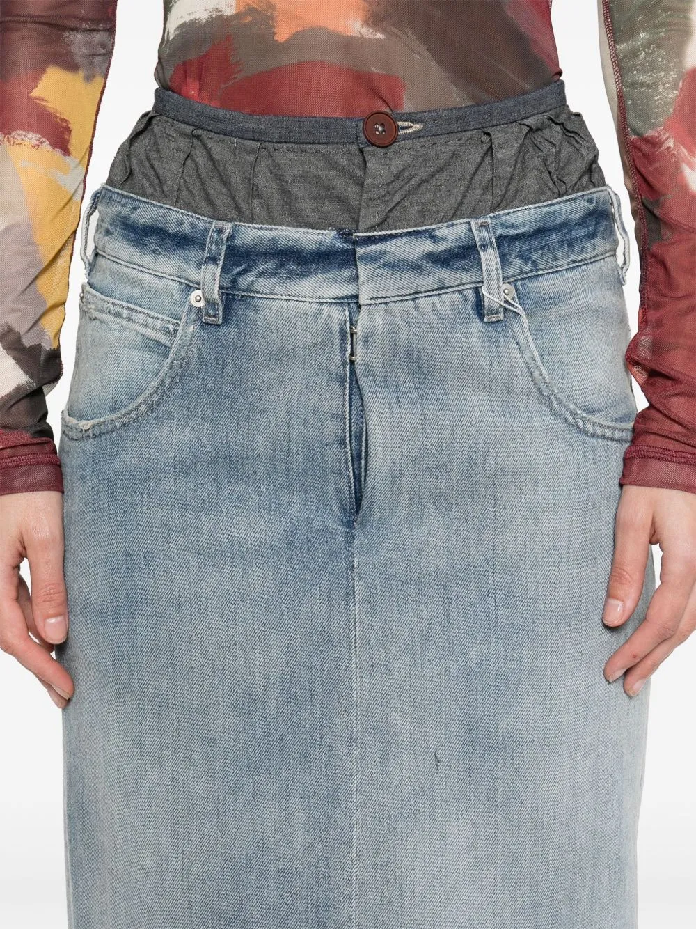 Maxi denim cotton skirt sold by Lord & Taylor product image thumbnail 4