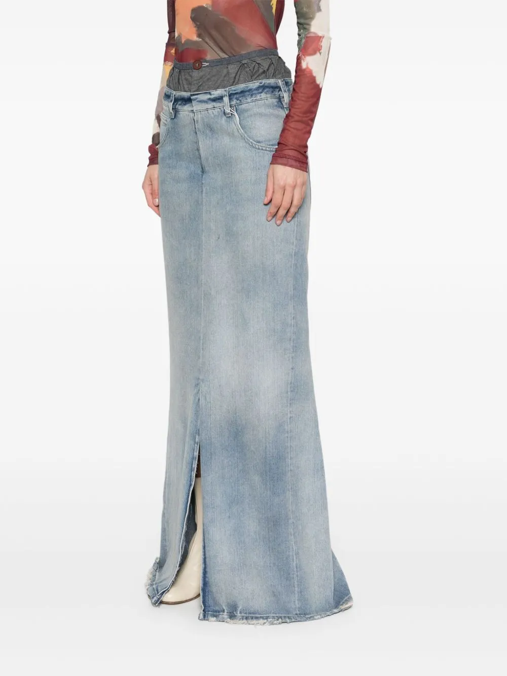 Maxi denim cotton skirt sold by Lord & Taylor product image thumbnail 5