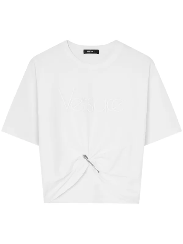 Logo-Embroidered T-shirt in White sold by Lord & Taylor
