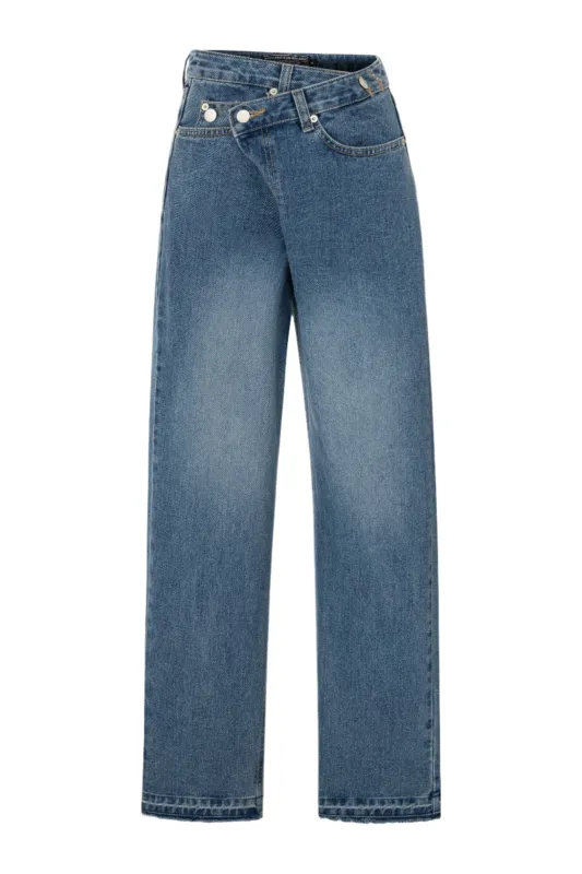 Jeans with Asymmetric Closure sold by Lord & Taylor