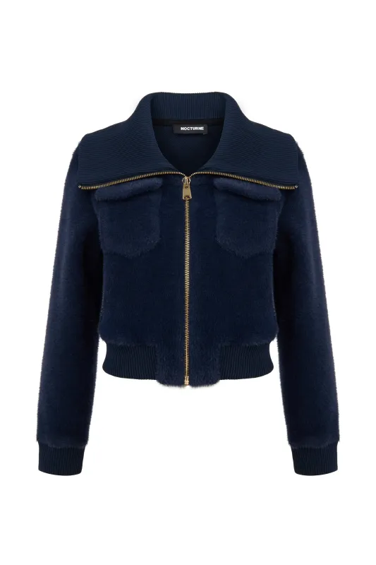 Wide Collar Zipper Detailed Knitwear Cardigan sold by Lord & Taylor